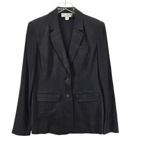St John Evening Formal Blazer Jacket Womens 6 Black Longline Designer USA Flawed